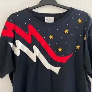 Clodia Dee NY Vintage Womens T Shirt One Size USA Rhinestone Short Sleeve 4 July